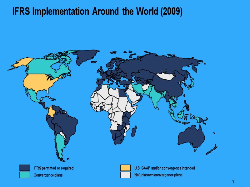 7 IFRS Implementation Around the World (2009) IFRS permitted or required Convergence plans U.S.